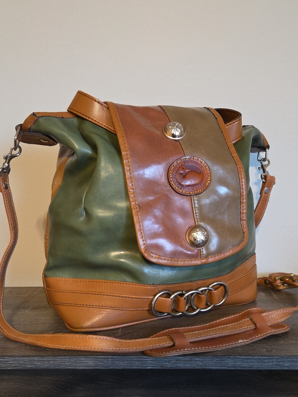 Vintage DOONEY & BOURKE Olive and Tan All Weather Leather Bag